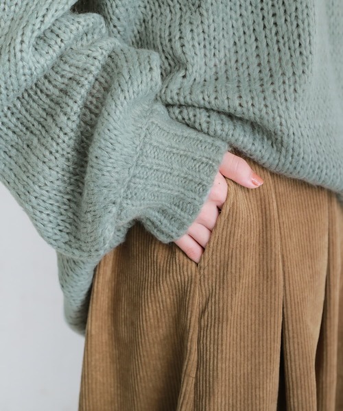 osharewalker（オシャレウォーカー）の「『タックボリュームコーデュロイパンツ』（その他パンツ・レディース・スミクロ/グレイッシュブルー/ベージュ/ライトグレー/カーキ・FREE）」の11枚目の写真
