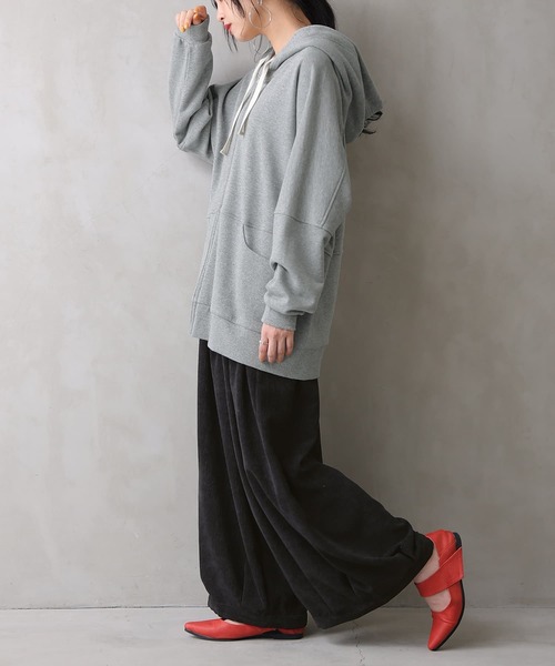 osharewalker（オシャレウォーカー）の「『タックボリュームコーデュロイパンツ』（その他パンツ・レディース・スミクロ/グレイッシュブルー/ベージュ/ライトグレー/カーキ・FREE）」の18枚目の写真