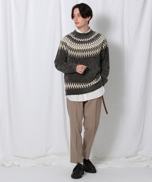 RAGEBLUE（レイジブルー）の「キュウシン柄/モールニットクルー/236346