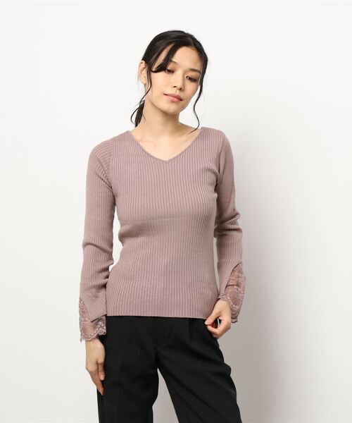 natural couture(ナチュラルクチュール)の「前後2WAY袖口レースリブニット(ニット/セーター・レディース・ブラック/サックスブルー/アイボリー/ボルドー/モカ・FREE)」の18枚目の写真
