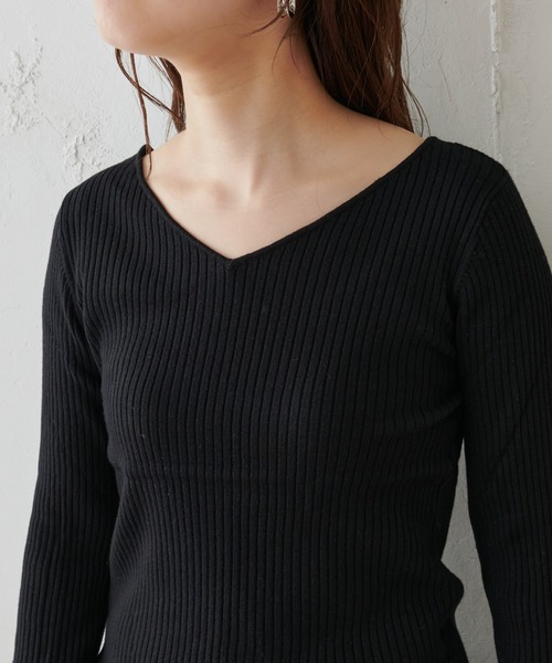 natural couture(ナチュラルクチュール)の「前後2WAY袖口レースリブニット(ニット/セーター・レディース・ブラック/サックスブルー/アイボリー/ボルドー/モカ・FREE)」の22枚目の写真