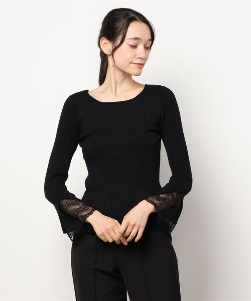 natural couture(ナチュラルクチュール)の「前後2WAY袖口レースリブニット(ニット/セーター・レディース・ブラック/サックスブルー/アイボリー/ボルドー/モカ・FREE)」の21枚目の写真