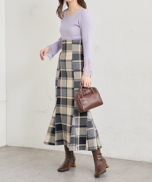 natural couture(ナチュラルクチュール)の「前後2WAY袖口レースリブニット(ニット/セーター・レディース・ブラック/サックスブルー/アイボリー/ボルドー/モカ・FREE)」の10枚目の写真