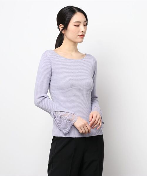 natural couture(ナチュラルクチュール)の「前後2WAY袖口レースリブニット(ニット/セーター・レディース・ブラック/サックスブルー/アイボリー/ボルドー/モカ・FREE)」の11枚目の写真