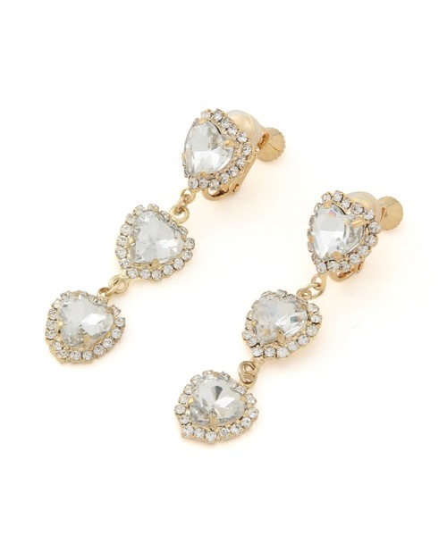 MADEMOISELLE ROPE'（マドモアゼル ロペ）の「ハートビジューイヤリング（イヤリング・レディース・ゴールド・FREE）」の4枚目の写真