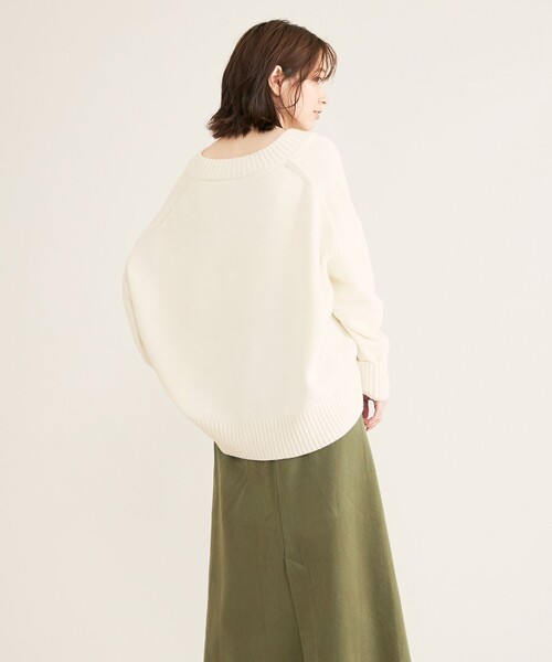 SHARE PARK（シェアパーク）の「ダブルＶネックニット（ニット/セーター・レディース・ホワイト系/ベージュ系/グリーン系/サックスブルー系・1）」の15枚目の写真