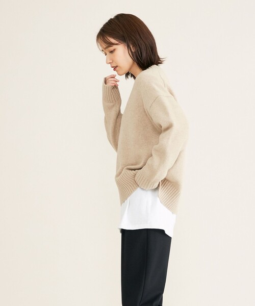 SHARE PARK（シェアパーク）の「ダブルＶネックニット（ニット/セーター・レディース・ホワイト系/ベージュ系/グリーン系/サックスブルー系・1）」の12枚目の写真