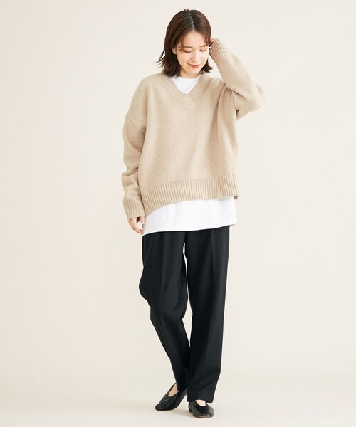 SHARE PARK（シェアパーク）の「ダブルＶネックニット（ニット/セーター・レディース・ホワイト系/ベージュ系/グリーン系/サックスブルー系・1）」の20枚目の写真