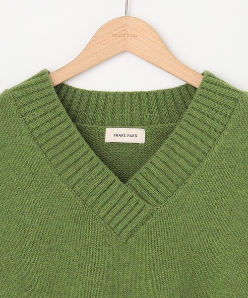 SHARE PARK（シェアパーク）の「ダブルＶネックニット（ニット/セーター・レディース・ホワイト系/ベージュ系/グリーン系/サックスブルー系・1）」の6枚目の写真