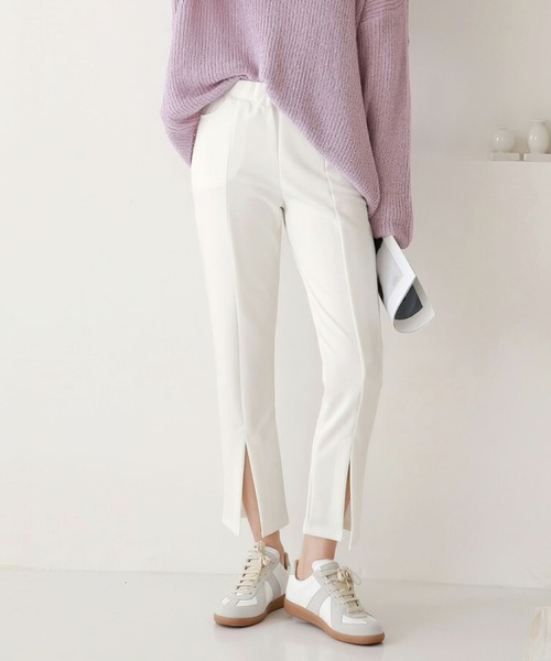 me+em select（ミームセレクト）の「フロントスリットアンクルカラーパンツ（その他パンツ・レディース・ブラック/アイボリー/レッド・LARGE/SMALL/X-LARGE/MEDIUM）」の16枚目の写真