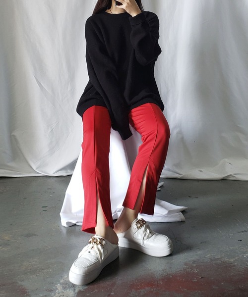 me+em select（ミームセレクト）の「フロントスリットアンクルカラーパンツ（その他パンツ・レディース・ブラック/アイボリー/レッド・LARGE/SMALL/X-LARGE/MEDIUM）」の21枚目の写真