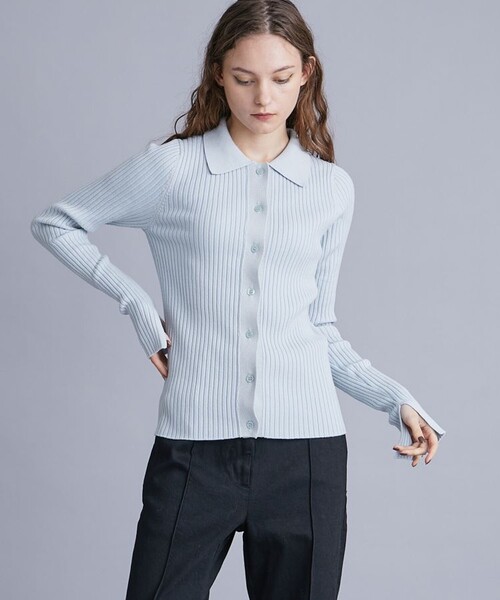 ALLEGE(アレッジ)の「【Allege./アレッジ】ワイドリブカーディガン ALSTN-KN54(Tシャツ/カットソー・レディース・サックスブルー/ブラック/キャメル・1)」の2枚目の写真