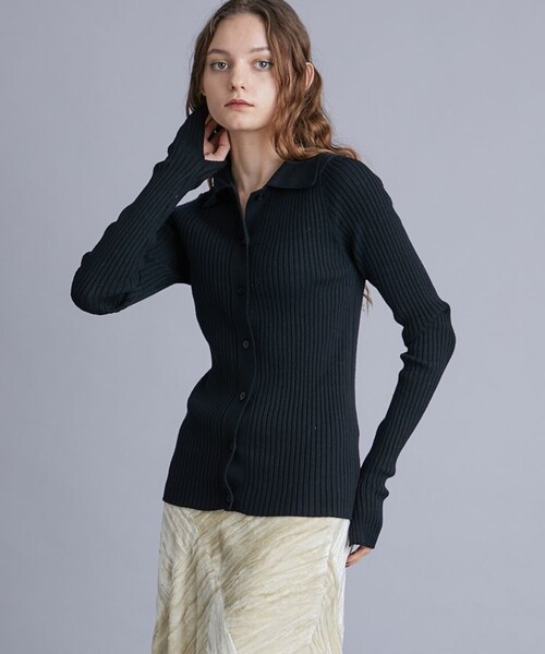 ALLEGE(アレッジ)の「【Allege./アレッジ】ワイドリブカーディガン ALSTN-KN54(Tシャツ/カットソー・レディース・サックスブルー/ブラック/キャメル・1)」の1枚目の写真