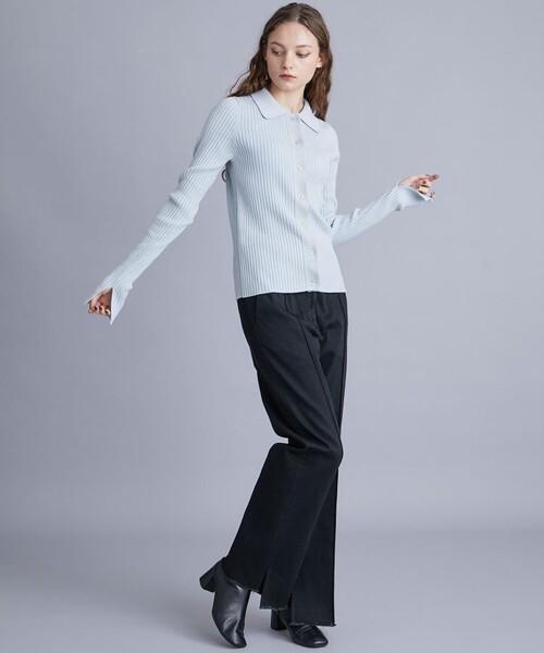 ALLEGE(アレッジ)の「【Allege./アレッジ】ワイドリブカーディガン ALSTN-KN54(Tシャツ/カットソー・レディース・サックスブルー/ブラック/キャメル・1)」の9枚目の写真