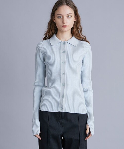 ALLEGE(アレッジ)の「【Allege./アレッジ】ワイドリブカーディガン ALSTN-KN54(Tシャツ/カットソー・レディース・サックスブルー/ブラック/キャメル・1)」の6枚目の写真