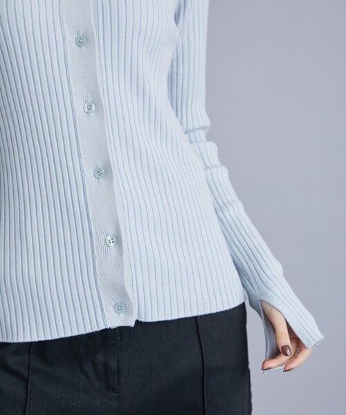 ALLEGE(アレッジ)の「【Allege./アレッジ】ワイドリブカーディガン ALSTN-KN54(Tシャツ/カットソー・レディース・サックスブルー/ブラック/キャメル・1)」の10枚目の写真