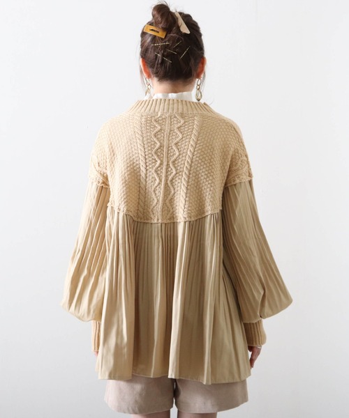 Cheek（チーク）の「プリーツ切替チュニックニット（シャツ/ブラウス・レディース・ブラウン/ベージュ/ブラック・FREE）」の9枚目の写真