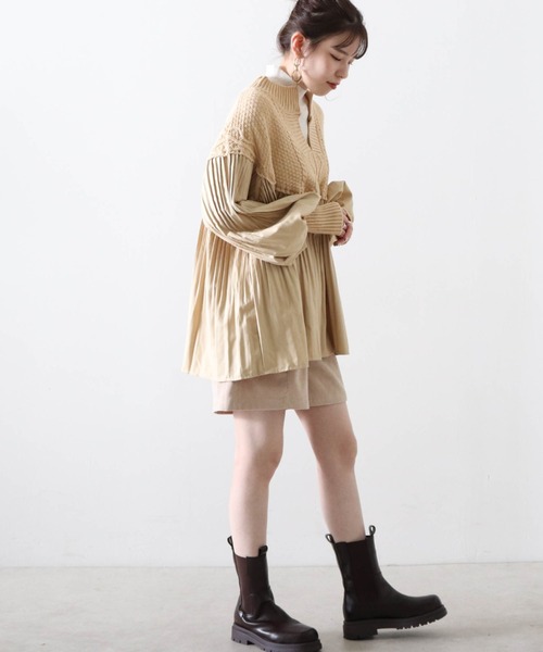 Cheek（チーク）の「プリーツ切替チュニックニット（シャツ/ブラウス・レディース・ブラウン/ベージュ/ブラック・FREE）」の18枚目の写真