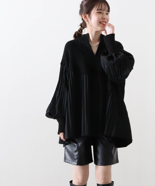 Cheek（チーク）の「プリーツ切替チュニックニット（シャツ/ブラウス・レディース・ブラウン/ベージュ/ブラック・FREE）」の20枚目の写真