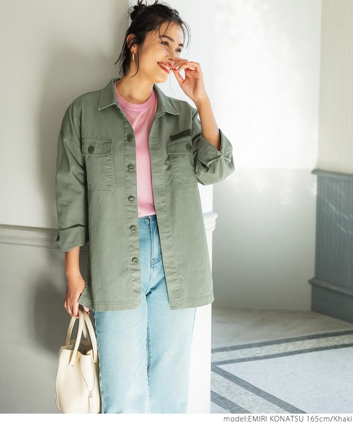 coca（coca）（コカ）の「ミリタリーシャツジャケット（ミリタリージャケット・レディース・カーキ・ONE SIZE）」の5枚目の写真