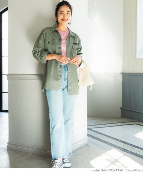 coca（coca）（コカ）の「ミリタリーシャツジャケット（ミリタリージャケット・レディース・カーキ・ONE SIZE）」の6枚目の写真