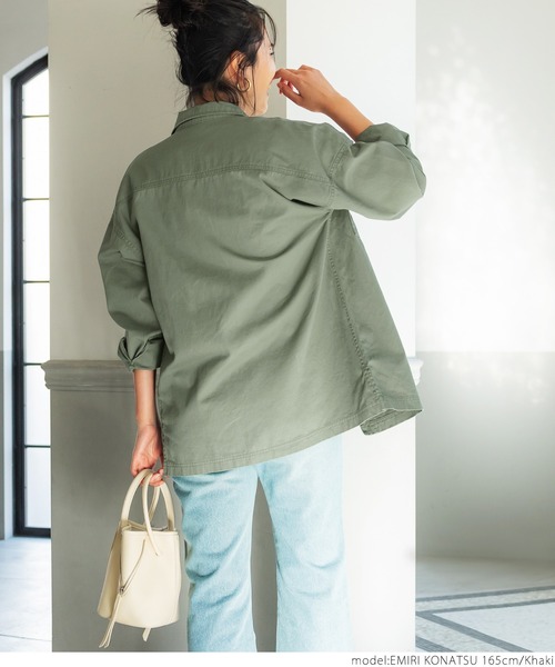 coca（coca）（コカ）の「ミリタリーシャツジャケット（ミリタリージャケット・レディース・カーキ・ONE SIZE）」の8枚目の写真