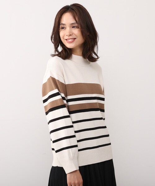 DRESKIP（ドレスキップ）の「◆洗えるマルチボーダーニット（ニット/セーター・レディース・ブラウン系その他4/ホワイト系5/ブラウン系4/ピンク系・02/03/04）」の3枚目の写真