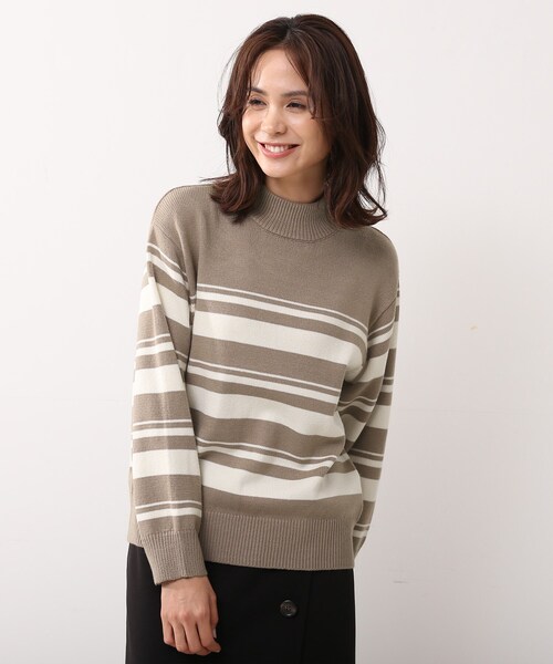 DRESKIP（ドレスキップ）の「◆洗えるマルチボーダーニット（ニット/セーター・レディース・ブラウン系その他4/ホワイト系5/ブラウン系4/ピンク系・02/03/04）」の2枚目の写真