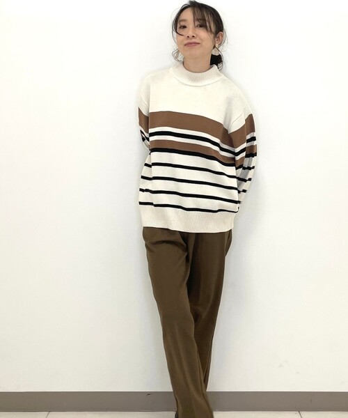 DRESKIP（ドレスキップ）の「◆洗えるマルチボーダーニット（ニット/セーター・レディース・ブラウン系その他4/ホワイト系5/ブラウン系4/ピンク系・02/03/04）」の6枚目の写真