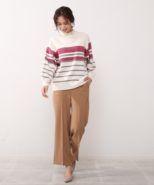 DRESKIP（ドレスキップ）の「◆洗えるマルチボーダーニット（ニット/セーター・レディース・ブラウン系その他4/ホワイト系5/ブラウン系4/ピンク系・02/03/04）」の11枚目の写真