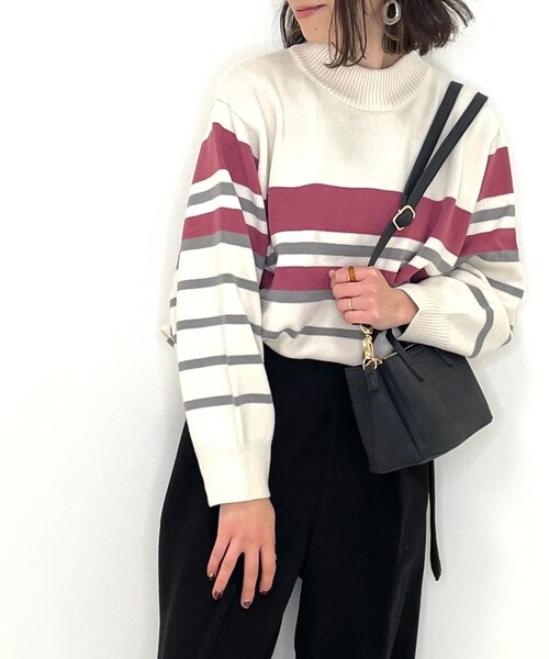 DRESKIP（ドレスキップ）の「◆洗えるマルチボーダーニット（ニット/セーター・レディース・ブラウン系その他4/ホワイト系5/ブラウン系4/ピンク系・02/03/04）」の19枚目の写真