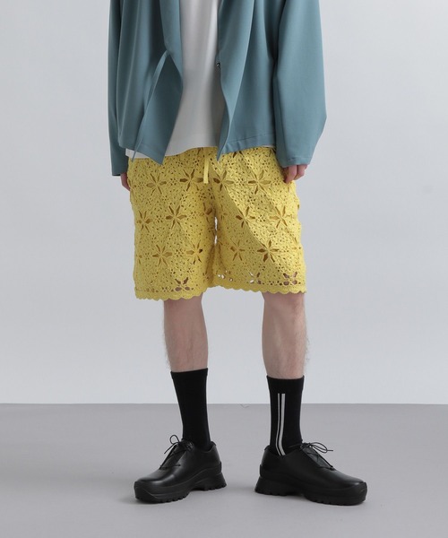 HARE（ハレ）の「クロシェニットショーツ(HARE)（その他パンツ・メンズ・ブラック/オフホワイト/イエロー・FREE）」の3枚目の写真