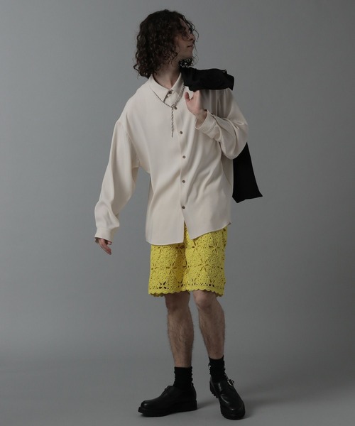 HARE（ハレ）の「クロシェニットショーツ(HARE)（その他パンツ・メンズ・ブラック/オフホワイト/イエロー・FREE）」の5枚目の写真