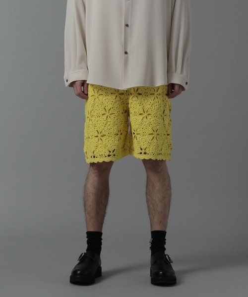 HARE（ハレ）の「クロシェニットショーツ(HARE)（その他パンツ・メンズ・ブラック/オフホワイト/イエロー・FREE）」の6枚目の写真