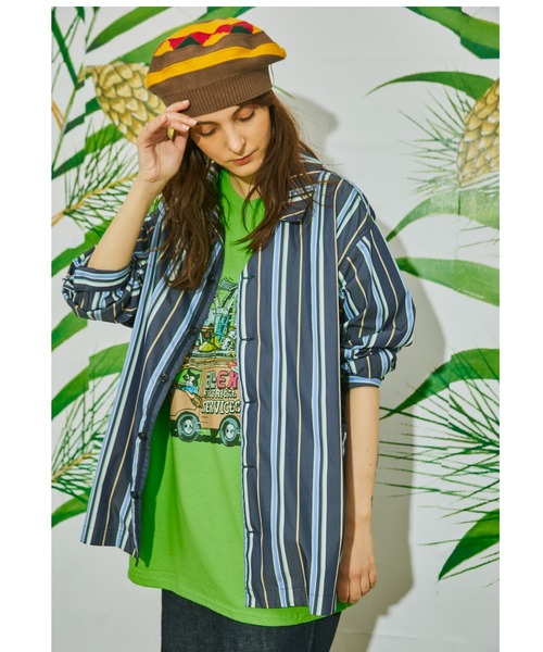 AlexanderLeeChang(アレキサンダーリーチャン)の「AlexanderLeeChang アレキサンダーリーチャン / STRIPE SEO-L SHIRTS セオエルストライプシャツ / AC022202(シャツ/ブラウス・レディース・ネイビー/ブルー/オレンジ・3/2)」の2枚目の写真