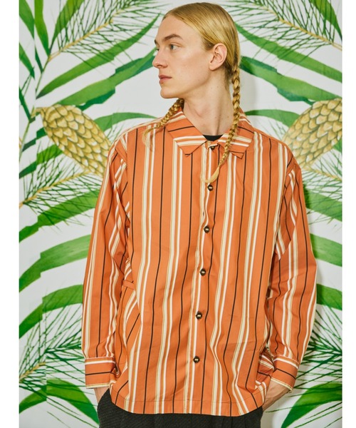 AlexanderLeeChang(アレキサンダーリーチャン)の「AlexanderLeeChang アレキサンダーリーチャン / STRIPE SEO-L SHIRTS セオエルストライプシャツ / AC022202(シャツ/ブラウス・レディース・ネイビー/ブルー/オレンジ・3/2)」の1枚目の写真