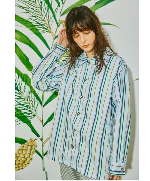 AlexanderLeeChang(アレキサンダーリーチャン)の「AlexanderLeeChang アレキサンダーリーチャン / STRIPE SEO-L SHIRTS セオエルストライプシャツ / AC022202(シャツ/ブラウス・レディース・ネイビー/ブルー/オレンジ・3/2)」の3枚目の写真