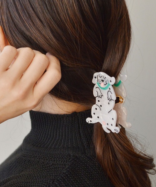 ma chere Cosette?(マシェールコゼット)の「【販売禁止】わんちゃんバンスクリップ(バレッタ/ヘアクリップ・レディース・ブラック/アイボリー/ホワイト系その他・FREE)」の4枚目の写真