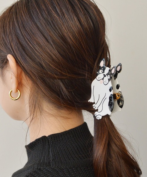ma chere Cosette?(マシェールコゼット)の「【販売禁止】わんちゃんバンスクリップ(バレッタ/ヘアクリップ・レディース・ブラック/アイボリー/ホワイト系その他・FREE)」の14枚目の写真