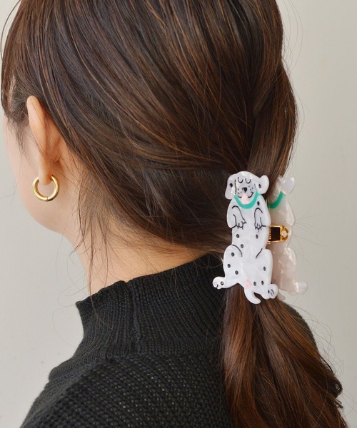ma chere Cosette?(マシェールコゼット)の「【販売禁止】わんちゃんバンスクリップ(バレッタ/ヘアクリップ・レディース・ブラック/アイボリー/ホワイト系その他・FREE)」の15枚目の写真