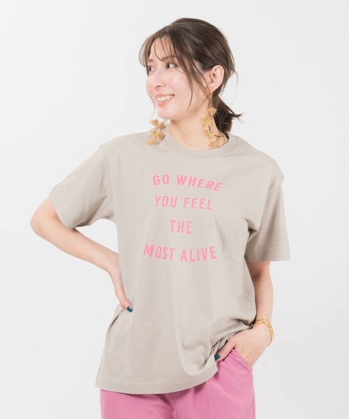 LAYMEE(レイミー)の「Go where Tshirt / ゴーウェアーTシャツ(Tシャツ/カットソー・レディース・ホワイト/ネイビー/グレー系その他・FREE)」の3枚目の写真