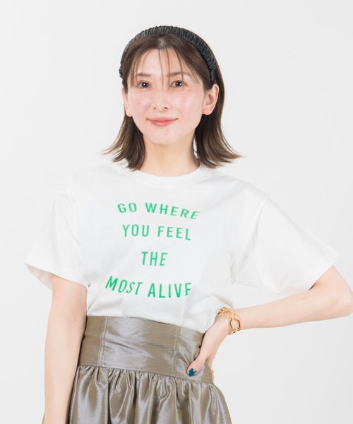 LAYMEE(レイミー)の「Go where Tshirt / ゴーウェアーTシャツ(Tシャツ/カットソー・レディース・ホワイト/ネイビー/グレー系その他・FREE)」の9枚目の写真