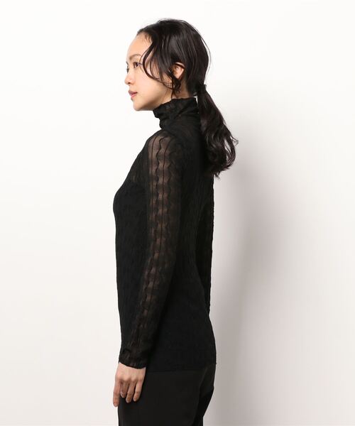 ECRIRE(エクリール)の「ジグザグストライプシースルーカットソー(Tシャツ/カットソー・レディース・ブラック/オフホワイト・M)」の3枚目の写真
