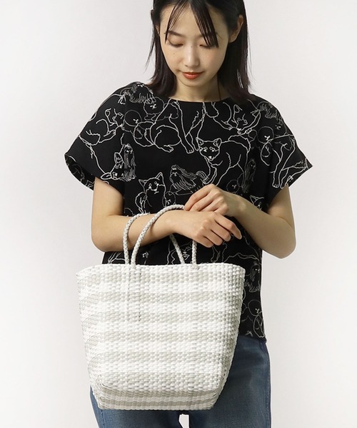 salle de bal（サルデバル）の「salle de bal / サルデバル メルカドバッグ　マルシェバッグ お買い物バッグ メッシュバッグ（かごバッグ・レディース・ブラック/グレー/オレンジ/ライトグリーン・FREE）」の11枚目の写真