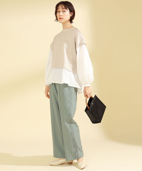 Ray BEAMS（レイビームス）の「RBS / サイド ピンタック パンツ（その他パンツ・レディース・ダークブラウン/ミント・1/0）」の12枚目の写真