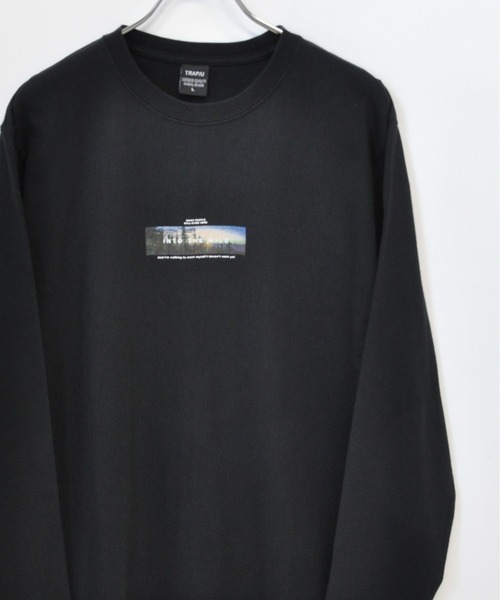 TRAP/U (トラップユー)の「フロント ボックスプリント コットン 天竺 ロングTシャツ(Tシャツ/カットソー・メンズ・ホワイト/サックスブルー/ブラック・L/M)」の1枚目の写真