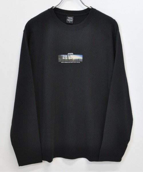 TRAP/U (トラップユー)の「フロント ボックスプリント コットン 天竺 ロングTシャツ(Tシャツ/カットソー・メンズ・ホワイト/サックスブルー/ブラック・L/M)」の6枚目の写真