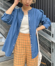 CIAOPANIC | 【WEB限定商品】ダンガリーバンドカラー袖ギャザーブラウス(シャツ/ブラウス)