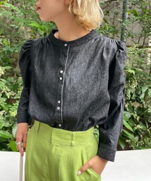 CIAOPANIC | 【WEB限定商品】ダンガリーバンドカラー袖ギャザーブラウス(シャツ/ブラウス)
