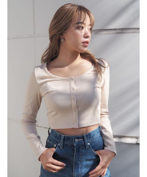 EVRIS(エヴリス)の「ドットボタンリブロンTEE(Tシャツ/カットソー・レディース・グリーン/ブラック/アイボリー・FREE)」の17枚目の写真